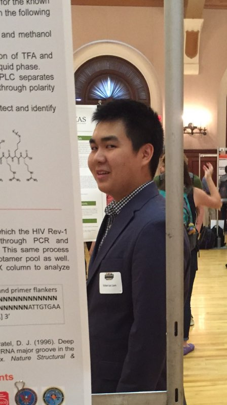 Victor representing the lab at undergrad poster session